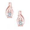 Silver - Ear stud - drop design with zirconia stone - 925 sterling silver Rosegold CC - Crystal Clear