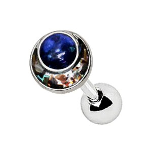 Stahl - Barbell - Tragus - Mond Galaxie Abalone