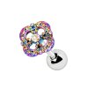 Stahl - Barbell - Tragus - Regenbogen Ornament  mit Kristall