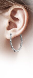 Steel - Large Hoop Earring - Twisted