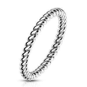 Steel - Finger Ring - Rope Optics Silver 50