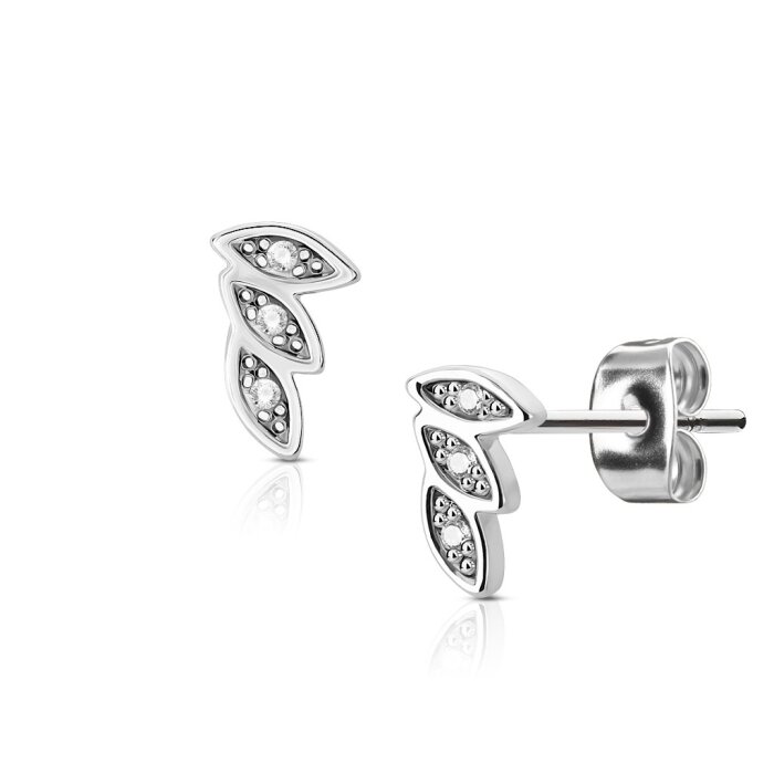 Steel - Ear stud - 3 Leaves Combination