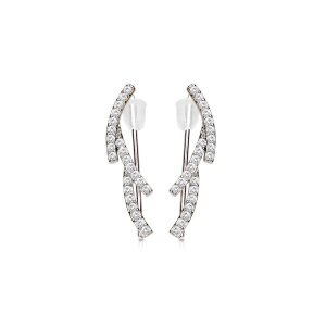 Stainless Steel - Earring - Ear Crawler Abstract with Crystal