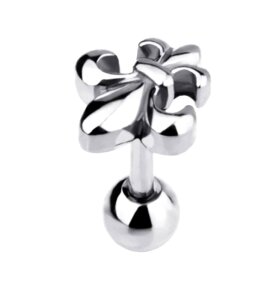 Tragus Ear Cartilage Barbell Studs - Fleur de Lis  Silver