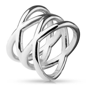 Edelstahl - Finger Ring - Doppel X