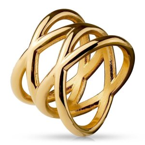 Edelstahl - Finger Ring - Doppel X