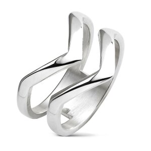 Steel - Finger Ring - Chevron Double