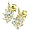 Silver - Ear stud - Crystal Angel Wing