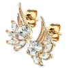 Acier inoxydable - Clous doreilles - Ailes dange avec zirconium or rose CC - Cristal clair