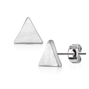 Steel - Ear stud -  Triangle Brushed Silver