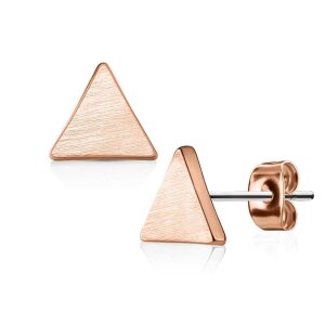 Stahl - Ohrstecker - Dreieck Gebürstet Rosegold