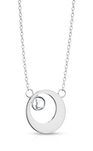 Stainless Steel - Chain Necklace - Crystal in Cut Moon