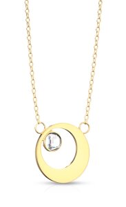 Edelstahl - Halskette - abstrakter Mond mit Kristall Gold