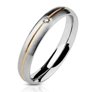 Edelstahl - Finger Ring - Matt Optik mit Rosegold...