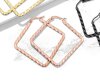 Steel - Large Hoop Earring - Wave Pattern Square Diamond Shaped  Rosegold