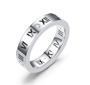 Steel - Finger Ring - Cut Design Roman Numerals