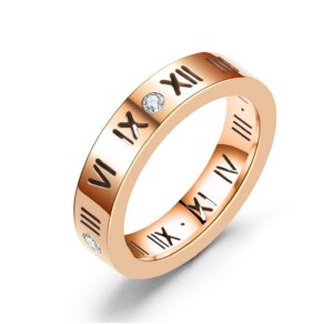 Steel - Finger Ring - Cut Design Roman Numerals