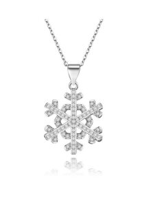 Edelstahl - Halskette - Schneeflocke mit Kristallen