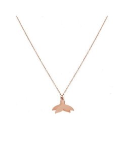 Rosegold Steel - Halskette - Walflossen Paar mit Gravur Love