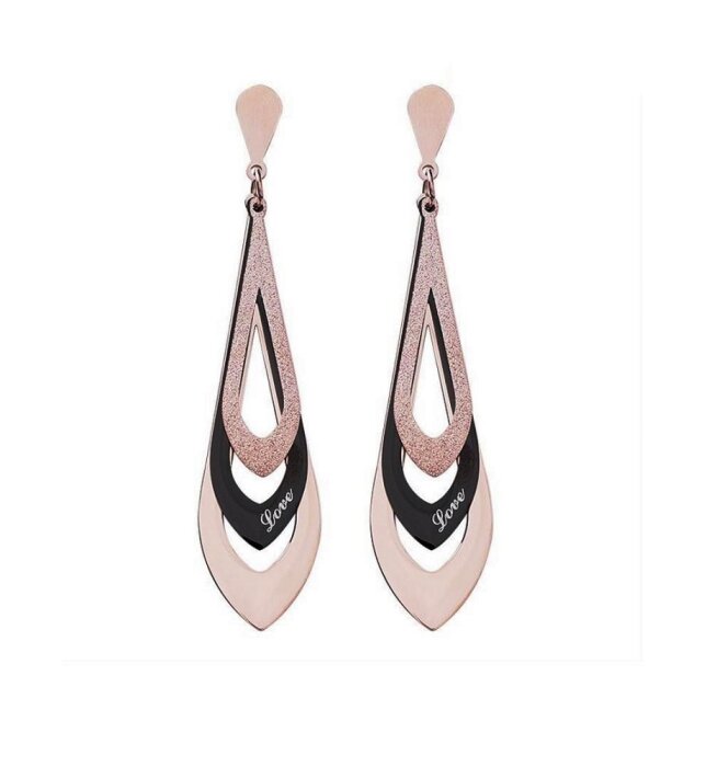 Rosegold Steel - Ohrstecker - Zweifarbig mit Diamantoptik...