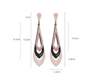 Rosegold Steel - Ohrstecker - Zweifarbig mit Diamantoptik und Gravur Love