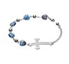 Stainless Steel - Bracelet - Heart and Cross with Crystal Dangling Charmes