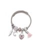 Stainless Steel - Bracelet - Wire rope optics with charms - decorated RS - Rose Crystal