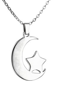 Stainless Steel - Chain Necklace - Moon and Star