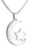 Stainless Steel - Chain Necklace - Moon and Star Silver