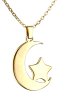 Stainless Steel - Chain Necklace - Moon and Star Gold