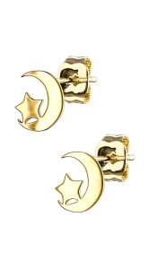Steel - Ear stud - Moon with Star Gold