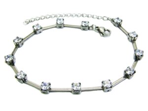 Stainless Steel - Bracelet - Bar and Crystals