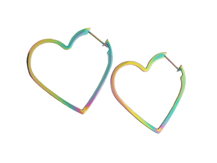 Edelstahl - Ohrring - Herzform - Regenbogen