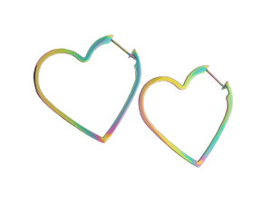 Edelstahl - Ohrring - Herzform - Regenbogen