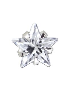 Silver - Ear stud - star shape cubic zirconia stone - 925...