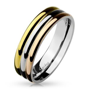 Edelstahl - Finger Ring - Triple Color