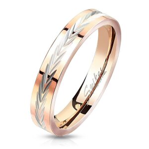 Rosegold Steel - Finger Ring - Diamantschnitt Pfeile