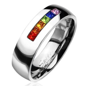 Steel - Finger Ring - Rainbow