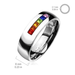 Steel - Finger Ring - Rainbow