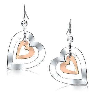 Stainless steel - earring - Crystal and Bicolor Heart