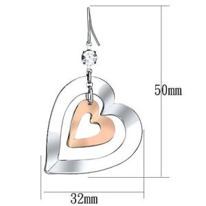 Stainless steel - earring - Crystal and Bicolor Heart