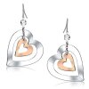 Stainless steel - earring - Crystal and Bicolor Heart