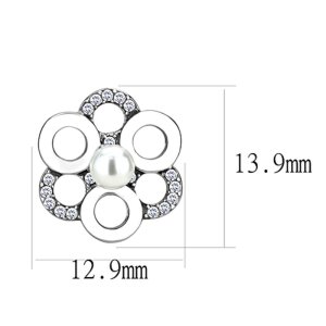 Edelstahl - Ohrstecker - Blume mit Kristallen und Perle