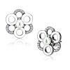 Stainless Steel - Ear Studs - Flower with Crystal and Pearl