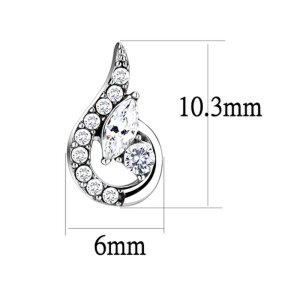 Stainless Steel - Ear Studs - Curved Tear Drop with Crystal