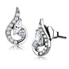 Stainless Steel - Ear Studs - Curved Tear Drop with Crystal