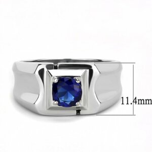 Edelstahl - Finger Ring - Zirkon Blau