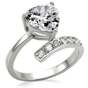 Steel - Finger Ring - Crystal Heart 50