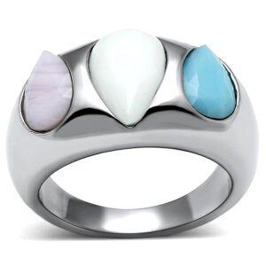Edelstahl - Finger Ring - Tropfenform Dreifarbig 64
