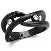 Black Steel - Finger Ring - Gewunden mit Kristallen 62